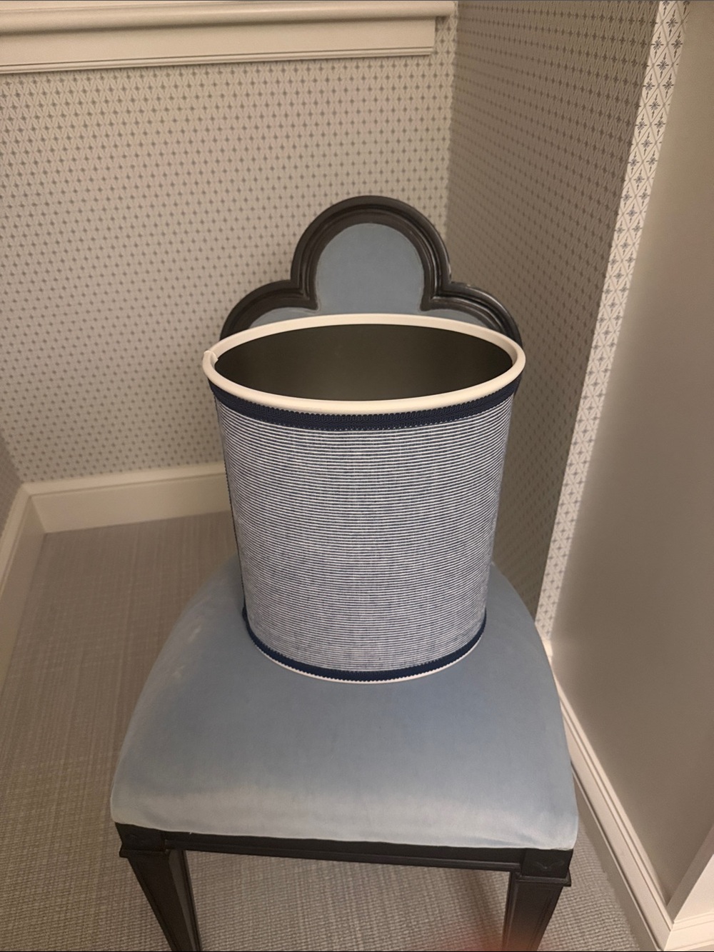 Blue Striped Fabric Waste Basket - Home Accents
